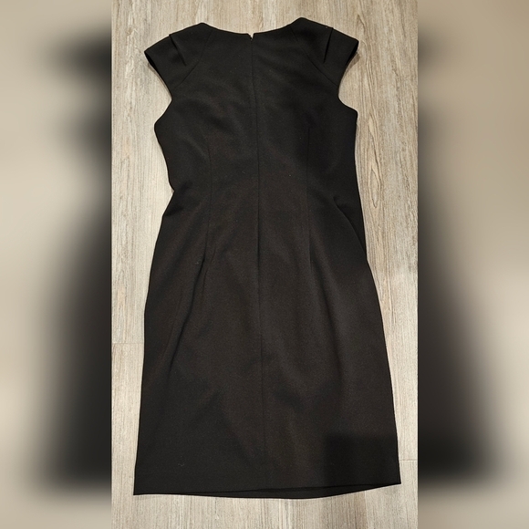 Size 8 | Calvin Klein Square Neck Sheath Midi Dress Fancy Black Dress - Picture 3 of 12